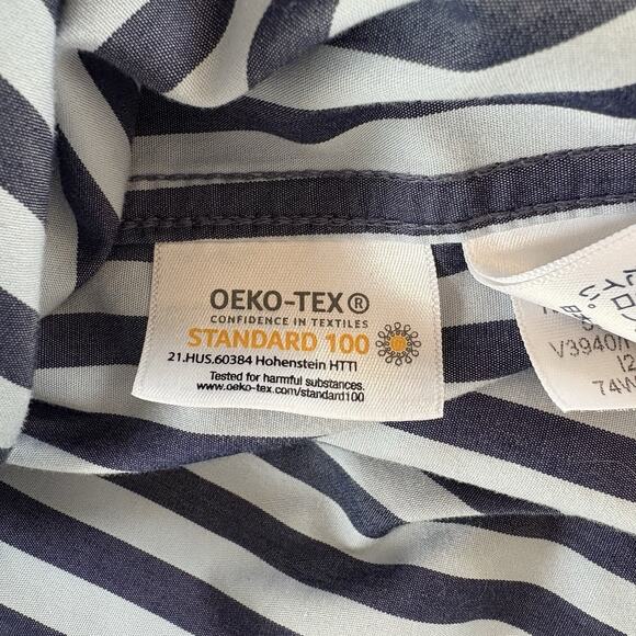 Lands’ End Women’s Blue Stripe No Iron Button Down Shirt 100% Cotton Size 20W - Picture 9 of 11